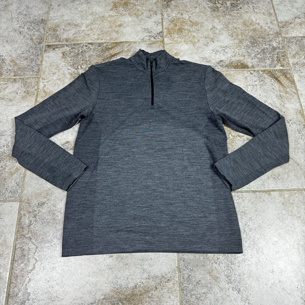 Hill City Wool Blend 1/4 Zip Pullover Men's Medium Gray Long Sleeve Activewear